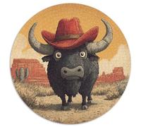 Vache Portant Un Chapeau de Vacheboy Rouge dans Le désert 1000pcs (67.5x67.5cm) Puzzle pour Adultes -,Jouet De DIY