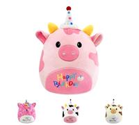 Vache Rose Peluche Plush Toy, 30cm Jouet en Peluche Douceur Poupée à Câliner et Aimer, Peluche de Bébé Dino Figure en Peluche, Jouets Petit Cadeau pour Naissance Anniversaire Enfants Garçons Filles