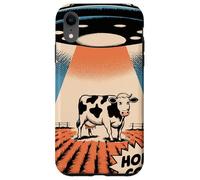 Vache Sacrée Drôle Rétro Enlèvement UFO Coque pour iPhone XR