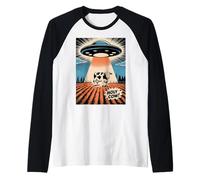 Vache Sacrée Drôle Rétro Enlèvement UFO Manche Raglan