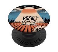 Vache Sacrée Drôle Rétro Enlèvement UFO PopSockets PopGrip Adhésif