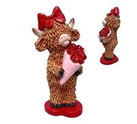 Vache Saint-Valentin Décor - Figurine en résine de 10 cm Statue de veau mignonne, ornement de vache romantique, affichage de bureau durable | Cadeau de Saint-Valentin pour couple pour mariage maison