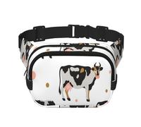 Vache tachetée de Lait Vache Noire,Sac Banane carré Double Couche, Sac de Poitrine
