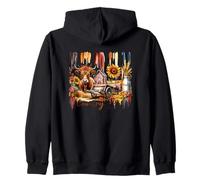 Vache tournesol style campagnard Sweat à Capuche