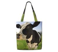 Vaches au pâturage，Sacs d'épicerie réutilisables, sacs fourre-tout de grande capacité, sac à bandoulière en toile