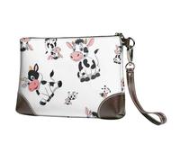 Vaches de Dessins animés,Sacs à Main en Cuir PU pour Femmes, Pochette à Fermeture éclair, Portefeuille, Sac à Main avec dragonne