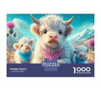 Vaches des Highlands Bœufs des Hautes Terres Fluffys dans Une Prairie Puzzle De Bricolage Belle Jeu De Famille Stimulant 52x38cm/1000pcs