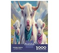 Vaches des Highlands Jigsaw Puzzle Jeu De Famille 1000 Pièces Foolish and Honest Animauxs Puzzle Jouet Éduchatif Idées Cadeaux pour Adultes Et Enfants À Partir De 12 Ans 38x26cm/1000pcs