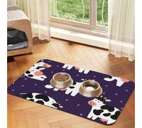 Vaches drôles Funny Farm,Tapis d'alimentation pour Animaux de Compagnie, Sets de Table en Cuir PU pour Chats et Chiens,30x45cm