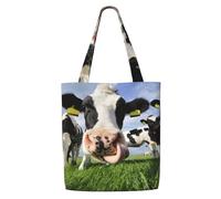 Vaches hollandaises，Sacs d'épicerie réutilisables, sacs fourre-tout de grande capacité, sac à bandoulière en toile