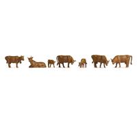 Noch Figurines H0 18216 – Vaches brunes peintes marron multicolore, petites, debout et allongées