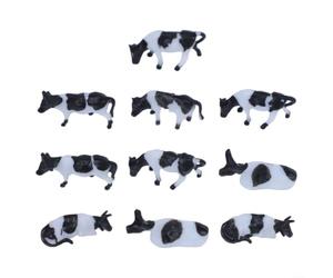 Vaches Noires et Blanches Peintes Plastique Réalistes 1:87 | Lot de 10 , échelle précise 1:87, idéal trains miniatures, peinture détaillée, plastique robuste