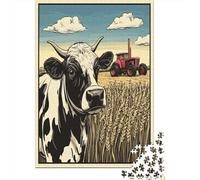 Vaches, Tracteur et blé 38x26cm/1000pcs Puzzles Adaptés Aux Adultes Et Aux Personnes Âgées De 14 Ans Et Plus