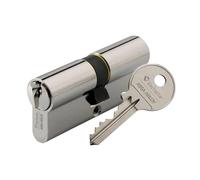 Vachette Cylindre de Serrure Mécanique FIRST pour Porte - Double Entrée 30x50mm - Mécanisme 5 Goupilles Sécurisé - 3 Clés - Installation Facile - Garantie 2 Ans - Finition Nickelée