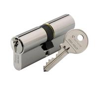 Vachette Cylindre de Serrure Mécanique FIRST pour Porte - Double Entrée 40x40mm - Mécanisme 5 Goupilles Sécurisé - 3 Clés - Installation Facile - Garantie 2 Ans - Finition Nickelée