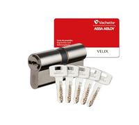 Vachette Cylindre VELIX 40x40 double entrée – nickelé, 5 clés réversibles, garantie 2 ans
