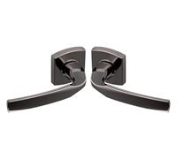 Vachette Ensemble de Poignée de Porte sur Plaque ARTIS - Béquille et Rosace Carrée Solidarisées Bec de Cane - pour Portes Épaisseur 30 à 48mm - en Zamak - Garantie 10 Ans - Diamant Noir