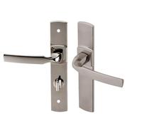 Vachette Ensemble de Poignée de Porte sur Plaque ARTIS - Version à Condamnation pour Porte de WC, Salle de Bain - Entraxe 195 mm - Matériau Zamak Résistant - Garantie 10 Ans - Finition Platine