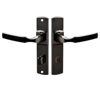 Vachette Ensemble de Poignée de Porte sur Plaque ARTIS - Version à Condamnation pour Porte de WC, Salle de Bain - Entraxe 165 mm - Matériau Zamak Résistant - Garantie 10 Ans - Finition Diamant Noir