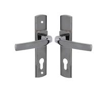 Vachette Ensemble de Poignée de Porte sur Plaque ARTIS - Version Clé I pour Porte d'Entrée, Cave, Abris de Jardin à Cylindre - Entraxe 165 mm - en Zamak Résistant - Garantie 10 Ans - Finition Platine