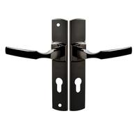 Vachette Ensemble de Poignée de Porte sur Plaque ARTIS - Version Clé I pour Porte d'Entrée, Cave, Abris de Jardin à Cylindre - Entraxe 195 mm - en Zamak Résistant - Garantie 10 Ans - Diamant Noir