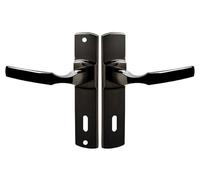 Vachette Ensemble de Poignée de Porte sur Plaque ARTIS - Version Clé L pour Porte de Chambre et Bureau - Entraxe 165 mm - Matériau Zamak Résistant - Garantie 10 Ans - Finition Diamant Noir