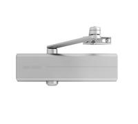 Vachette Ferme-Porte à Pignon Crémaillère et Bras Compas DC140 - Idéal Portes Coupe-Feu et Étanches à la Fumée - pour Portes jusqu'à 1250 mm de Large Droite ou Gauche - Force 5 jusqu'à 100kg - Argent