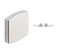 Vachette - Jeu de Rosaces Carrées Ø 52 mm + Poignée de Porte MUZE Bec de Cane + Set Poignée de Fenêtre MUZE - Fixation Invisible - Finition Platine - Garantie 5/10 ans