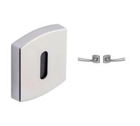 Vachette - Jeu de Rosaces Carrées MUZE + Poignée de Porte Béquille/Rosace Carrée Zamak + Set de Poignée de Fenêtre Aluminium - Chrome Velours - Garantie 5/10 Ans