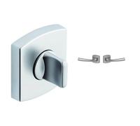 Vachette - Jeu de Rosaces Carrées MUZE/SCULT/ARTIS à Condamnation WC/SDB + Poignée de Porte Bec de Cane + Set de Poignée de Fenêtre + Butée de porte Jazz - Chrome Velours - Garantie 5/10 Ans