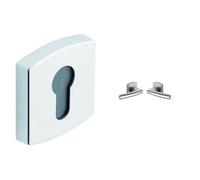 Vachette - Jeu de Rosaces Carrées MUZE/SCULT/ARTIS Clé I + Poignée de Porte SCULT Bec de Cane + Poignée de Fenêtre SCULT Indexage 90° - Zamak Chrome Velours - Garantie 10 Ans