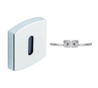 Vachette - Jeu de Rosaces Carrées MUZE/SCULT/ARTIS + Poignée de Porte ARTIS - Version Clé L Chambre et Bureau + Béquille et Rosace Carrée Solidarisées Bec de Cane - Chrome Velours - Garantie 10 Ans