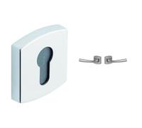 Vachette - Jeu de Rosaces Carrées MUZE/SCULT/ARTIS + Poignée de Porte MUZE - Clé I Porte d'Entrée/Bureau + Béquille et Rosace Carrée Solidarisées Bec de Cane - en Chrome Velours + Garantie 10 Ans