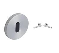 Vachette - Jeu de Rosaces Carrés MUZE/ARTIS/SCULPT + Poignée de Porte sur Rosace Ovalis - Clé L pour Porte de Chambre/Bureau + pour Portes Intérieures/Extérieures - en Acier - Garantie 10 ans