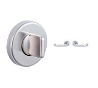 Vachette - Jeu de Rosaces Linox/Ovalis + Poignée de Porte LC2 - à Condamnation pour Porte de WC/Salle de Bain + Béquille sur Rosace Ronde à Retour Bec de Cane - en Acier - Garantie 2 Ans