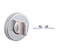 Vachette - Jeu de Rosaces Linox/Ovalis + Poignée de Porte LC3 - à Condamnation pour Porte de WC/Salle de Bain + Béquille sur Rosace Ronde Bec de Cane - Fixation Invisible - en Acier - Garantie 2 Ans