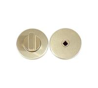 Vachette Jeu de Rosaces Rondes Ø48mm RIVIERA, BERCY, GOLF, ORCA, PARAPHE - à Condamnation pour Porte de WC et Salle de Bain - Fixation Invisible - en Aluminium - Garantie 10 Ans - Finition Champagne