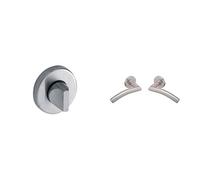 Vachette - Jeu de Rosaces Rondes INOX/LAGON + Poignée de Porte Linox 494 - Clé I pour Porte d’Entrée/Cave/Bureau + Béquille Virgule sur Rosace Ronde - en Acier Inoxydable - Garantie 10 ans