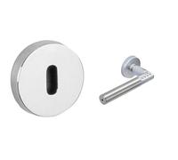 Vachette - Jeu de Rosaces Rondes JAZZ/OPERA/ALTO/TWIST + Poignée de Porte à Code Electronique/Handle sur Rosace - Clé L pour Porte de Chambre/Bureau + Portes Intérieures - Chrome - Garantie 10 ans