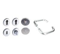 Vachette - Jeu de Rosaces Rondes Riviera/BERCY/Golf/Orca/PARAPHE + Poignée de Porte à Retour BERCY - Bec de Cane pour Porte de Cuisine/Salon + Jeu de Béquilles (Sans Plaque) - Argent - Garantie 10 Ans