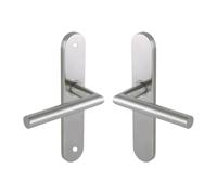 Vachette LINOX 493 Set de Poignée de Porte sur Grande Plaque - Béquille Coudée 90°- Bec de Cane pour Porte Cuisine, Salon - Entraxe 195 mm - Pose Facile - Garantie 2 ans - Acier Inoxidable