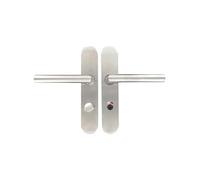 Vachette LINOX 493 Set de Poignée de Porte sur Grande Plaque - Béquille Coudée 90° - Condamnation Voyant - Porte de Salle de Bain et WC - Pose Facile - Garantie 2 ans - Acier Inoxidable