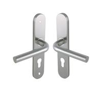 Vachette LINOX 493 Set de Poignée de Porte sur Grande Plaque, Béquille Coudée 90° - Version Clé I pour Porte d’Entrée, Cave, Bureau, Garage, Entraxe 195 mm, Pose Facile, Acier Inoxidable
