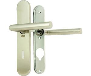 Vachette LINOX 493 Set de Poignée de Porte sur Grande Plaque - Béquille Coudée 90° - Version Clé L - Porte de Chambre et Bureau - Entraxe 195 mm - Pose Facile - Garantie 2 ans - Acier Inoxidable