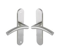 Vachette Linox 494 Set de Poignée de Porte sur Grande Plaque - Béquille Virgule - Bec de Cane pour Porte Cuisine et Salon - Entraxe 195 mm - Système de Pose Facile - en Acier Inoxidable