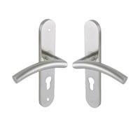 Vachette Linox 494 Set de Poignée de Porte sur Grande Plaque - Béquille Virgule - Version Clé I pour Porte d'Entrée, Bureau et Garage - Entraxe 195 mm - Pose Facile - Garantie 2 ans - Acier Inoxidable