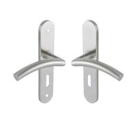 Vachette Linox 494 Set de Poignée de Porte sur Petite Plaque - Béquille Virgule - Clé L - Porte de Chambre et Bureau - Entraxe 195 mm - Système de Pose Facile - Garantie 2 ans - Acier Inoxidable