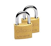 Vachette Lot de 2 Cadenas à clé Atlas en Laiton 40 mm - 1320MN40/SC - Résistance anti traction, Usage intérieur et extérieur, 2 Clés incluses