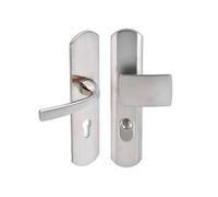 Vachette MUZE -Poignée de porte blindée sur Plaque pour porte d'Entréee - Version Clé I - Entraxe 195 mm - Matériau Zamak Résistant - Finition Chrome Velours - Garantie 10 Ans