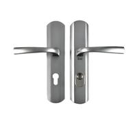 Vachette MUZE -Poignée de porte blindée sur Plaque pour porte d'Entréee - Version Clé I - Entraxe 195 mm - Matériau Zamak Résistant - Finition Chrome Velours - Garantie 10 Ans